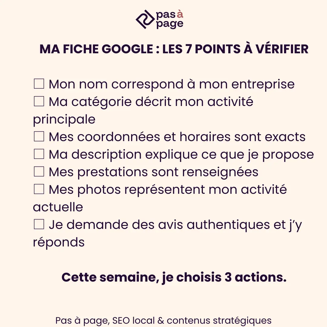 points à vérifier sur sa fiche google