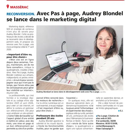 article des Infos du pays de Redon, Pas à page, Audrey Blondel