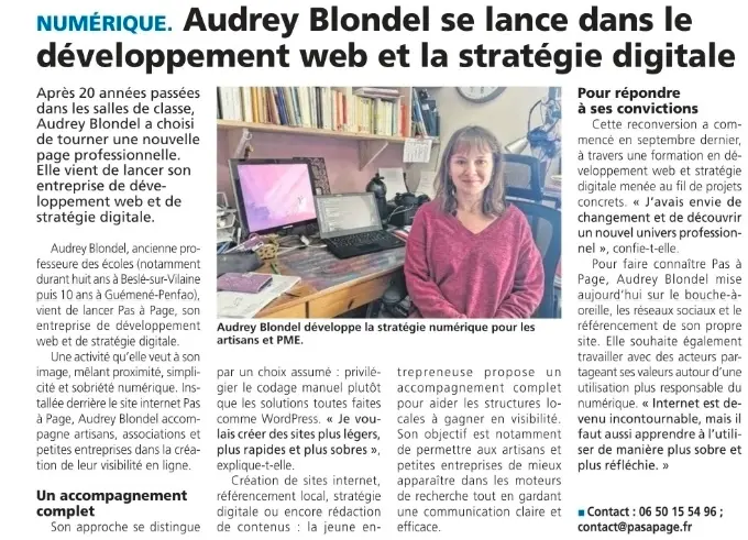 article L'éclaireur, Pas à page, Audrey Blondel